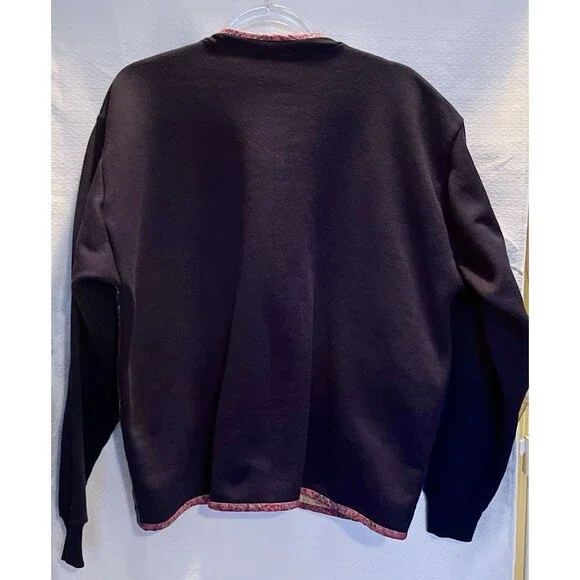 VTG Handmade Patchwork Quilted Shabby Chic Open Cardigan Womens XL+ Grandma Navy - Picture 4 of 5